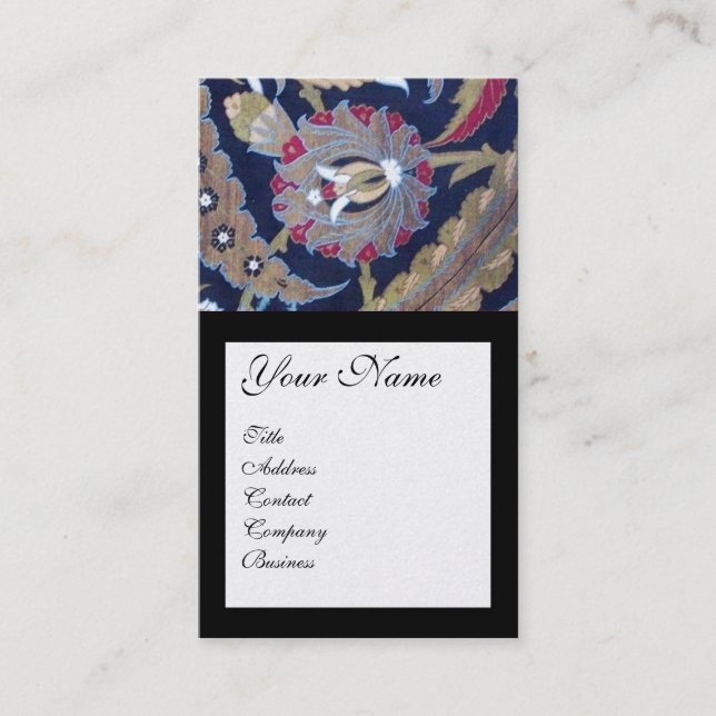 GRÖNT & SVART BLÅDAMASK, RÖD VAX-SÄALMONOGRAM VISITKORT (Framsida)