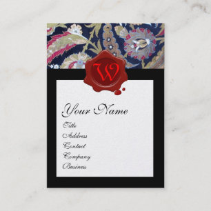 GRÖNT & SVART BLÅDAMASK, RÖD VAX-SÄALMONOGRAM VISITKORT