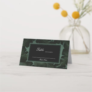 Grönt & Svart Chic Tropiska blad Bord sittplats Placeringskort