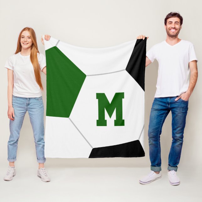 grönt svart eller anpassningsbar fotboll team färg fleecefilt (På plats)