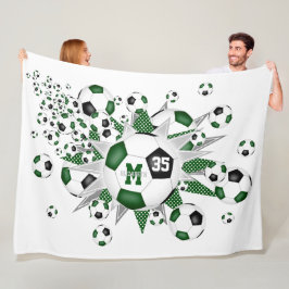 grönt Svart fotbollar stjärnor flickor namn Fleecefilt
