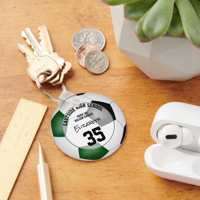 grönt Svart fotbollslag Flickor, sportgåvor Nyckelring (Skrivbord)