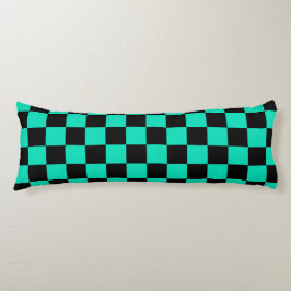 Grönt, svart kontroll Mönster Kroppskudde