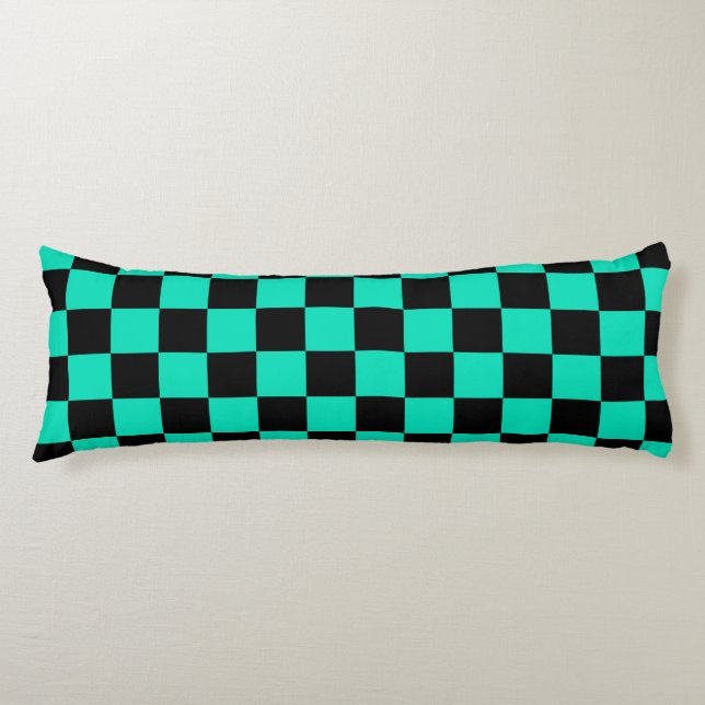 Grönt, svart kontroll Mönster Kroppskudde (Framsidan)