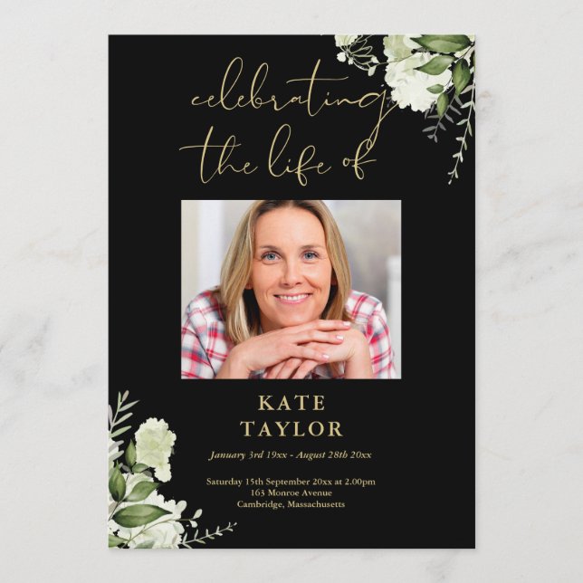 Grönt svart och guld begravningsordning för ceremo program (Framsida)