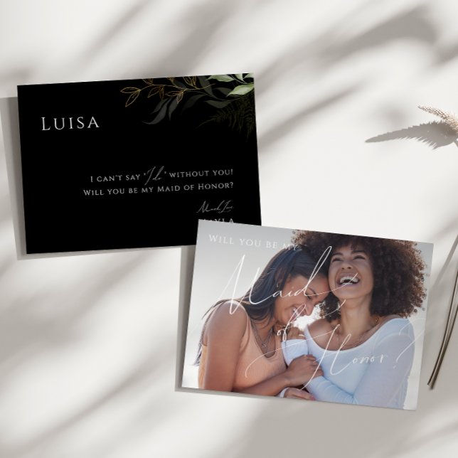 Grönt svart och guld foto brudtärna kort (Skapare uppladdad)