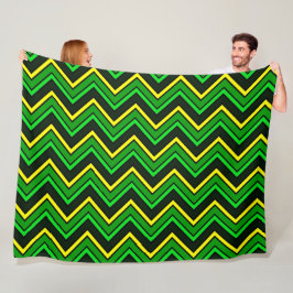 Grönt, svart och gult chevron zigzag fleecefilt