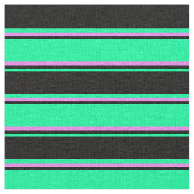 Grönt, Svart och Violet Linjer Tyg (Närbild)