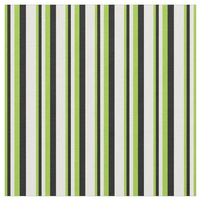 Grönt, svart och vit stripe Mönster Tyg (Närbild)