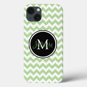 Grönt svart och vitt monogram chevron