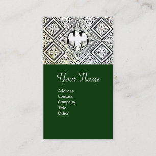 GRÖNT SVART OCH VITT ROMAN EGLE DAMASK MOTIS VISITKORT
