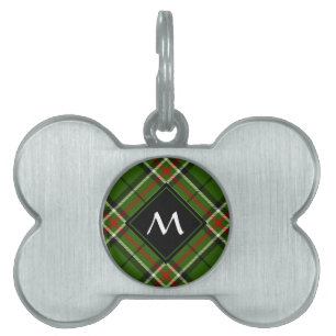 Grönt, svart, röd och vit tartan ID-bricka husdjur