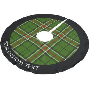 Grönt, svart, röd och vit tartan julgransmatta borstad polyester