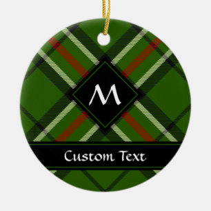 Grönt, svart, röd och vit tartan julgransprydnad keramik