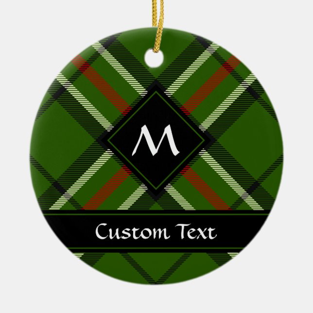 Grönt, svart, röd och vit tartan julgransprydnad keramik (Framsidan)