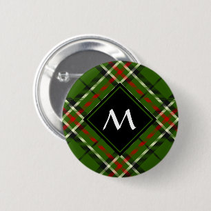 Grönt, svart, röd och vit tartan knapp