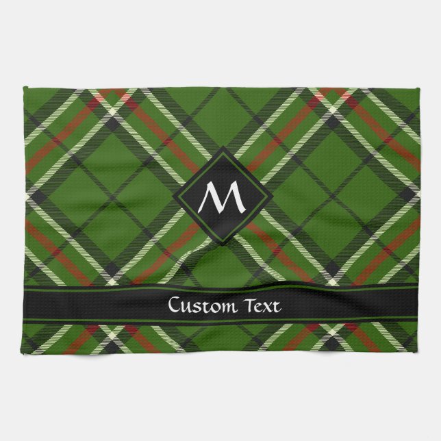 Grönt, svart, röd och vit tartan kökshandduk (Horisontell)
