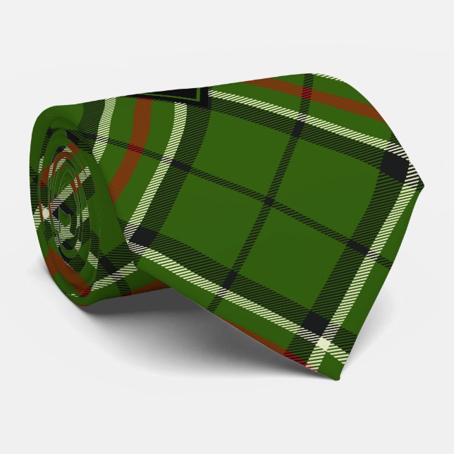 Grönt, svart, röd och vit tartan slips (Rullad)