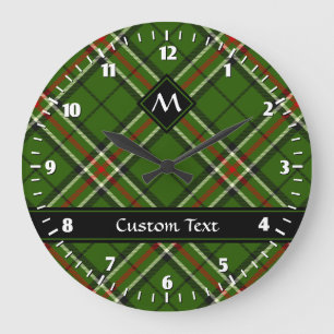 Grönt, svart, röd och vit tartan stor klocka