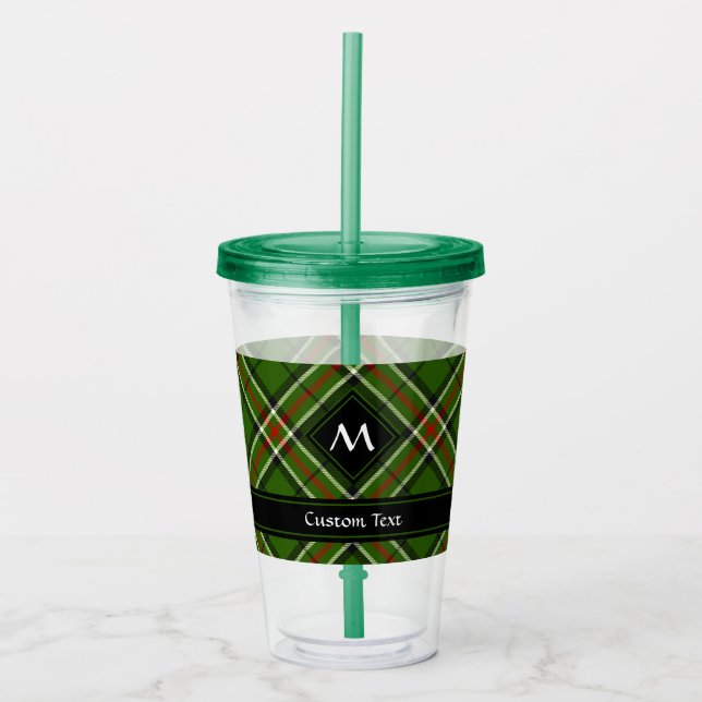 Grönt, svart, röd och vit tartan take away mugg (Framsida)