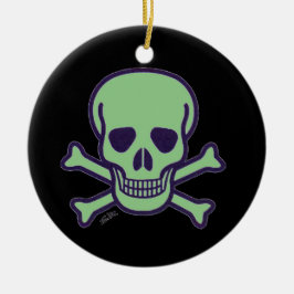 Grönt Svart, rund keramisk ornament