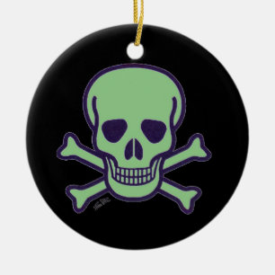 Grönt Svart, rund keramisk ornament