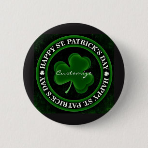 grönt/svart Shamrock St patrick's day Irish Pride Knapp