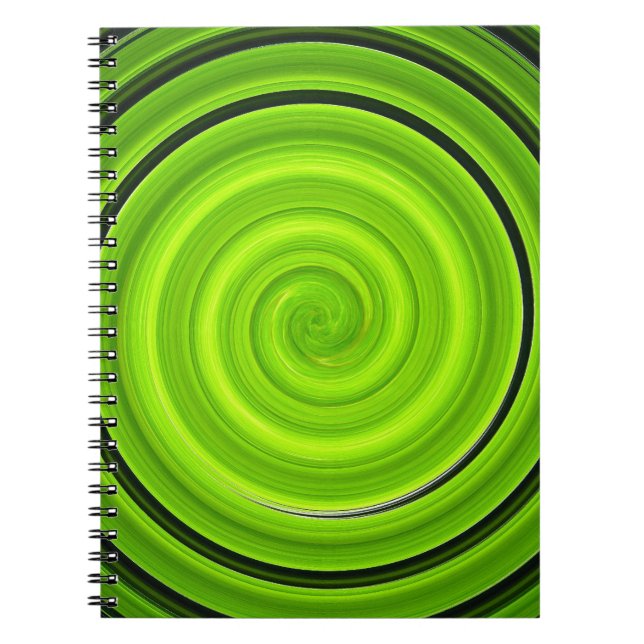 Grönt-svart spiral mönster anteckningsbok (Framsidan)