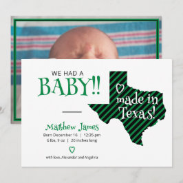 Grönt/Svart stripe tillverkad i Texas Photo Baby Meddelande