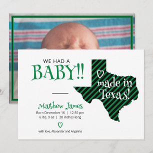 Grönt/Svart stripe tillverkad i Texas Photo Baby Meddelande