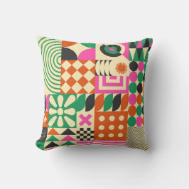 Grönt Svart Vintage, Abstrakt, mönster Kudde