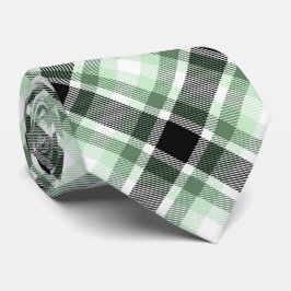 Grönt, svart, vit Tartan Play Mönster Slips