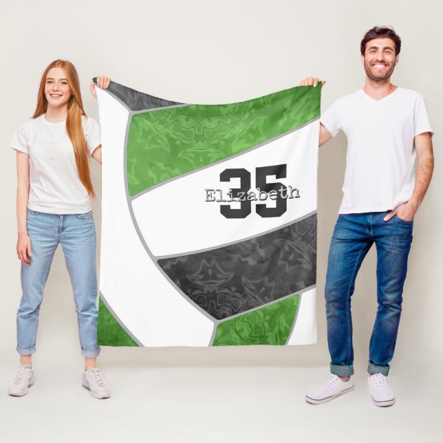 grönt Svart volleyball-flickor, eget namn Fleecefilt (På plats)