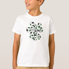 grönt, svarta fotbollar, ungar i namn t shirt