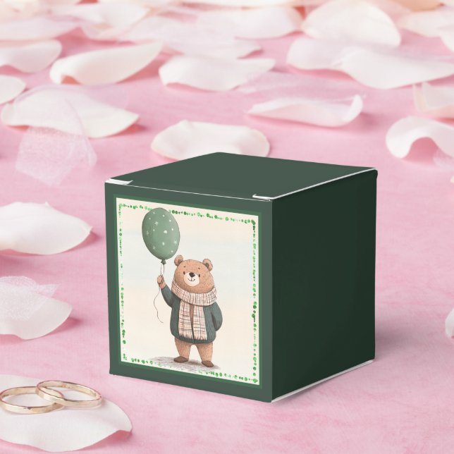 Grönt Svettbjörn med kulört scarf Presentaskar (Bröllop)
