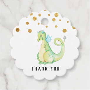 * Grönt Sweet Dragon Baby Shower Cute Tack Gåvor Etiketter