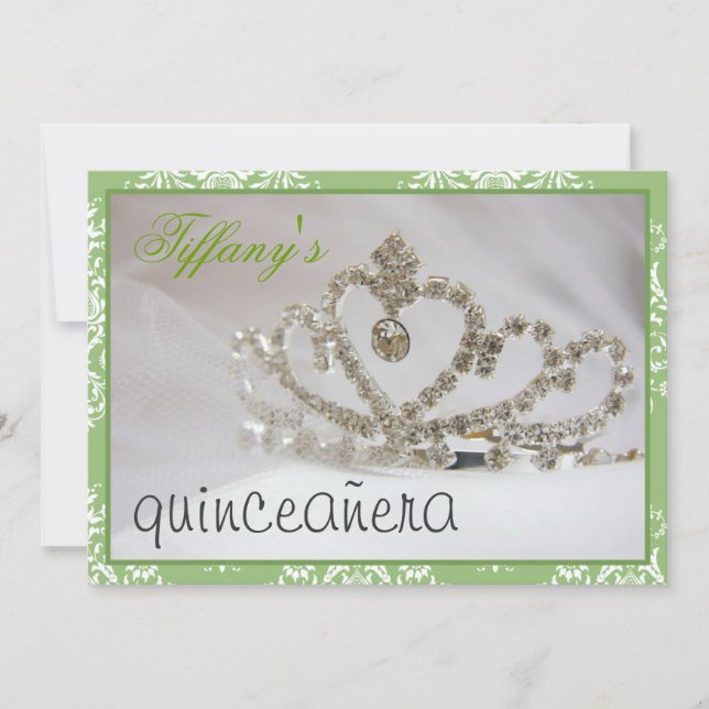 grönt Sweet sixteen eller quinceañera party Inbjudningar (Framsida)