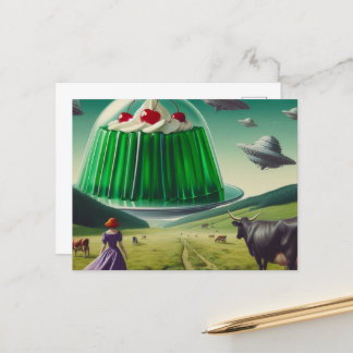 Grönt Sweet Treat UFOs vispade grädde och körsbär Vykort