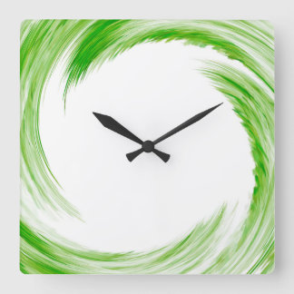 Grönt Swirl Abstrakt Art. 2 Fyrkantig Klocka