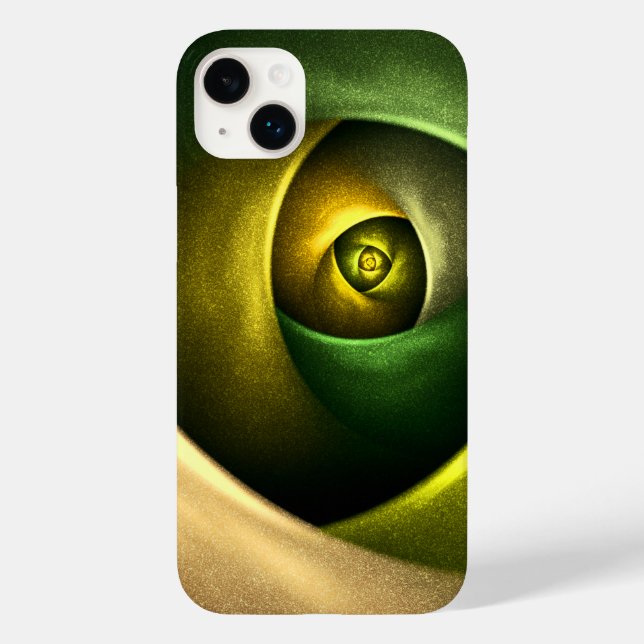Grönt Swirl Blommigt Modern Abstrakt Art Mönster # (Baksida)