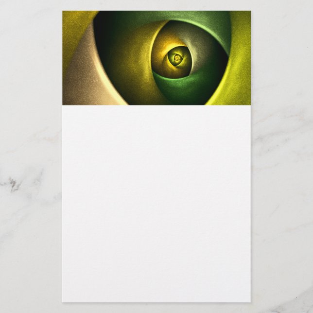 Grönt Swirl Blommigt Modern Abstrakt Art Mönster # Brevpapper (Framsida)