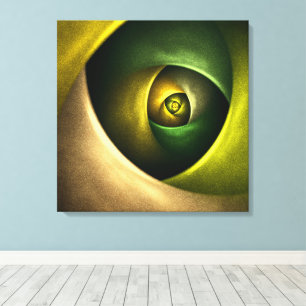 Grönt Swirl Blommigt Modern Abstrakt Art Mönster # Canvastryck