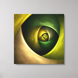 Grönt Swirl Blommigt Modern Abstrakt Art Mönster # Canvastryck