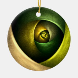 Grönt Swirl Blommigt Modern Abstrakt Art Mönster # Julgransprydnad Keramik