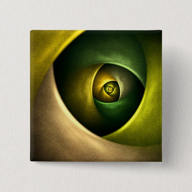 Grönt Swirl Blommigt Modern Abstrakt Art Mönster # Knapp (Framsida)