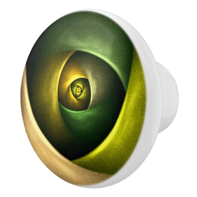 Grönt Swirl Blommigt Modern Abstrakt Art Mönster # Knopp (Höger)