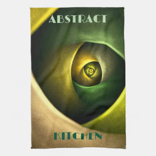 Grönt Swirl Blommigt Modern Abstrakt Art Mönster # Kökshandduk