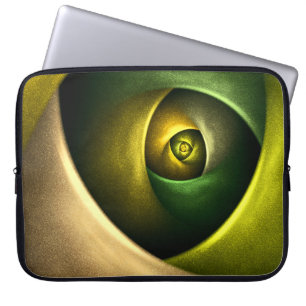Grönt Swirl Blommigt Modern Abstrakt Art Mönster # Laptop Fodral