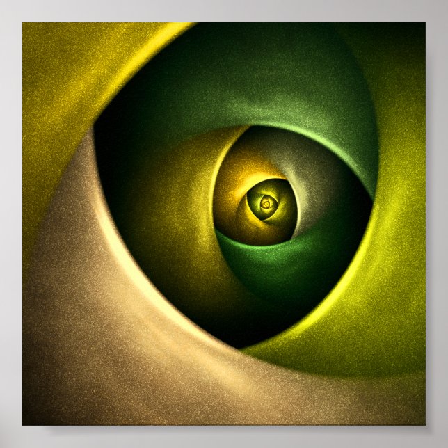 Grönt Swirl Blommigt Modern Abstrakt Art Mönster # Poster (Framsidan)