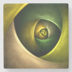 Grönt Swirl Blommigt Modern Abstrakt Art Mönster # Stenunderlägg